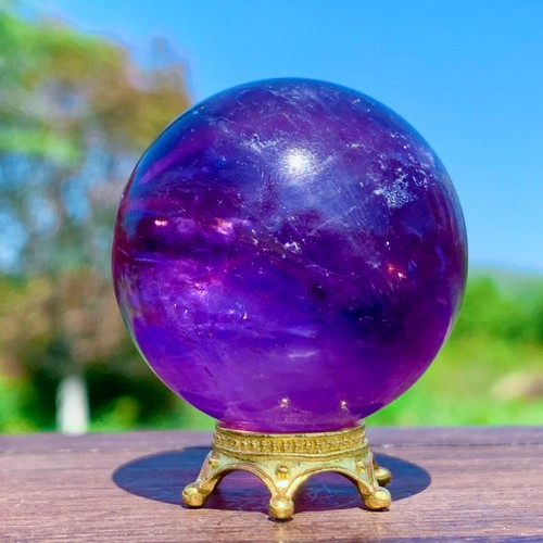 70G Top!! Natural Amethyst Quartz Sphere Crystal Energy Ball Reiki Healing Decor - Picture 8 of 20