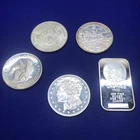 Five Silver Bar / Coin 5 Troy Ounce .999 Fine Silver Rounds - free ship