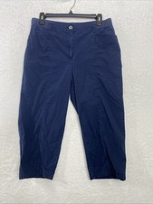 Chico's Woman's Size S Blue Button/Zip Pockets Pants Straight Leg Capri