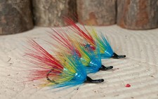  3 x Roy Wilson Shrimp Salmon Flies Black Osprey Doubles size 10