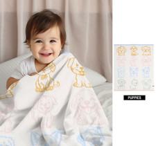ComfyLuxe Children's Multi-Colored Puppy Pattern Throw Blanket