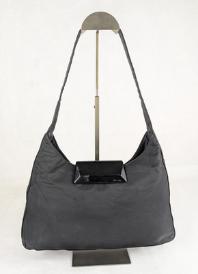 Authentic PRADA Tessuto Black Nylon Hobo Shoulder Bag/Handbag Made in Italy