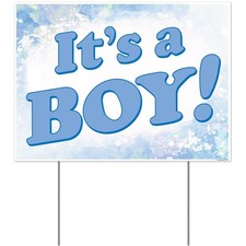 Plastic It's A Boy Yard Sign 11.5  x 15.5 Boy Baby Shower Yard Decorations