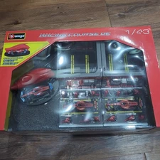 NEW Bburago 1:43 Deluxe Ferrari F1 Racing Paddock Set: 3 Cars, Pit Crew, 20pc
