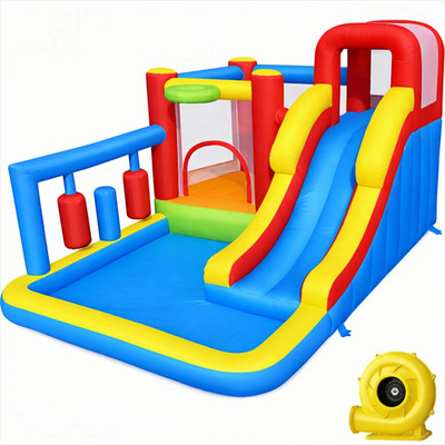 Bounce House Inflatable Bouncy Castle with Punching Bag,Ball Pit,Climbing Wall J