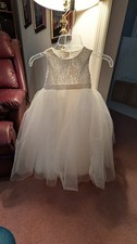 David's Bridal Girls White Lace Formal Dress Size 3
