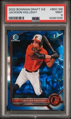 Jackson Holliday 2022 Bowman Chrome Draft Sapphire (RC) Prospect 1st PSA 9