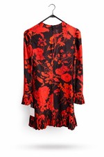 Valentino Red Black Floral Silk Mini Dress IT 36 XS Made In Italy