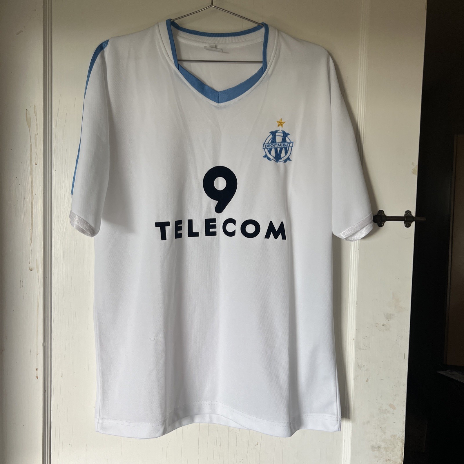 Vtg OLYMPIQUE MARSEILLE 2003-2004 Football Soccer Jersey Mens 2XL/XL #9 Telecom