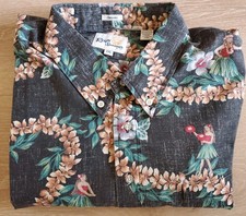 Reyn Spooner Hawaiian Shirt Pullover Reverse Print Hula Lei Floral Hibiscus 2XL
