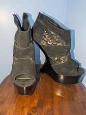 Vintage 2010s Mark. Size 9 Genuine Blk Suede Gold Mesh Chinese Laundry Cover Up