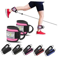 Ankle Straps for Cable Machine PAIR   Adjustable Padded Cuff Leg Straps Pink