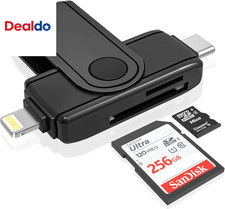 USB C Lightning SD Card Reader for Iphone 15 Ipad Mac - 2 in 1 Micro SD/SD Card