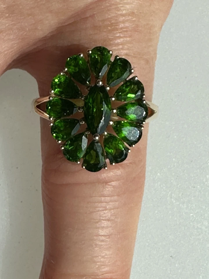 Russischer Chromdiopsid Traum Ring Gr 18 grün Funkeln 2,7 Karat 375iger gelbgold - Bild 4 von 4