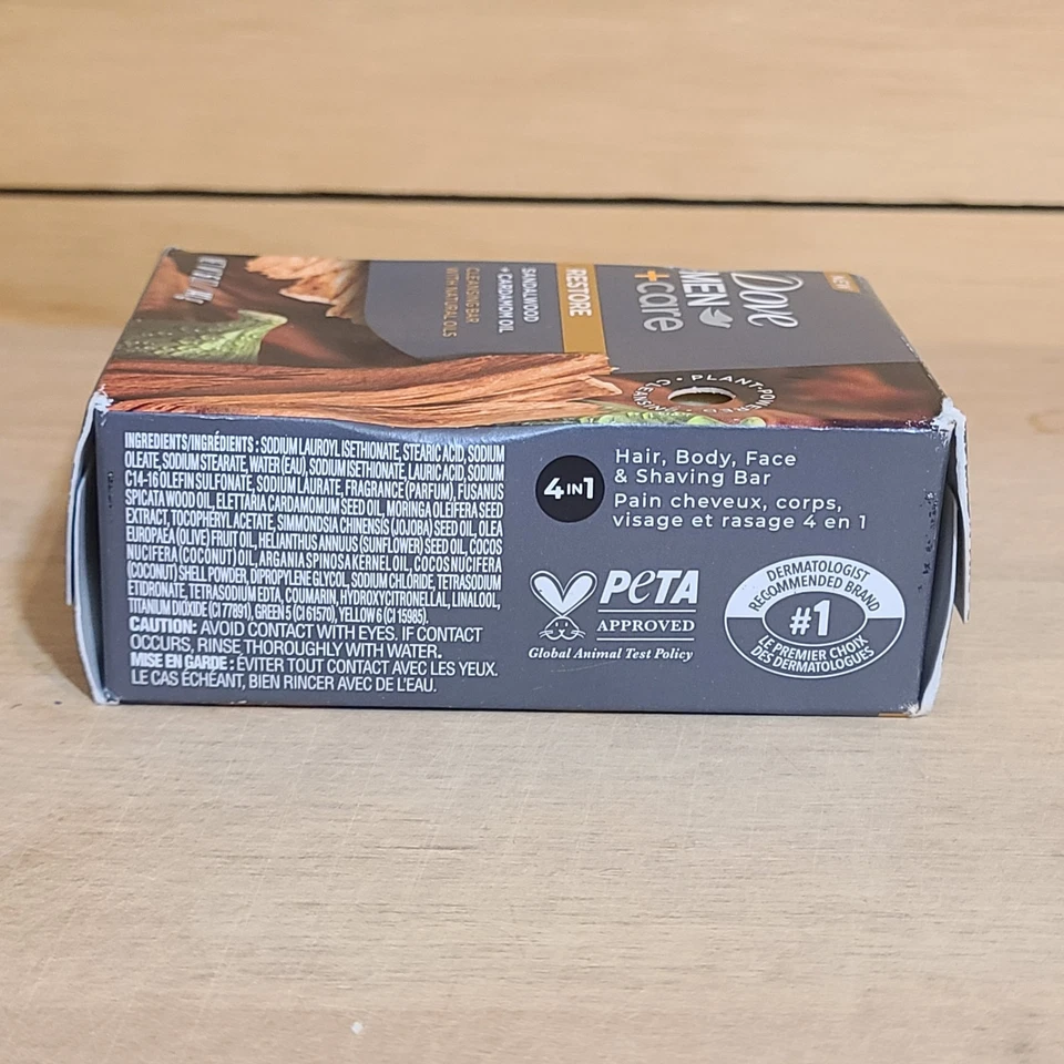 NUEVO Jabón en barra limpiadora Dove para hombre + cuidado 5 oz restaurar aceite de sándalo y cardamomo Foto 3 de 3