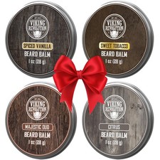 Viking Revolution Beard Balm 4 Pack Spiced Vanilla Tobacco Oud Citrus 1oz
