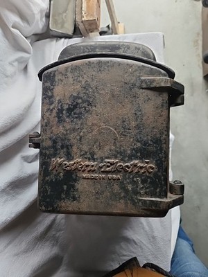 Antique Western Electric Mine Phone Cast Iron Box Very Heavy