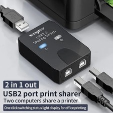 USB Printer Sharing Switch 2 Computers 1 Printer Splitter USB 2.0