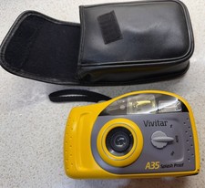 Vivitar A35 Splash Proof 35mm Point & Shoot Film Camera takes AA Tested Working