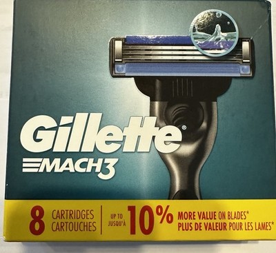 Gillette Mach3 Men's Razor Blade, 3-Blade Technology, Refills 8 Count
