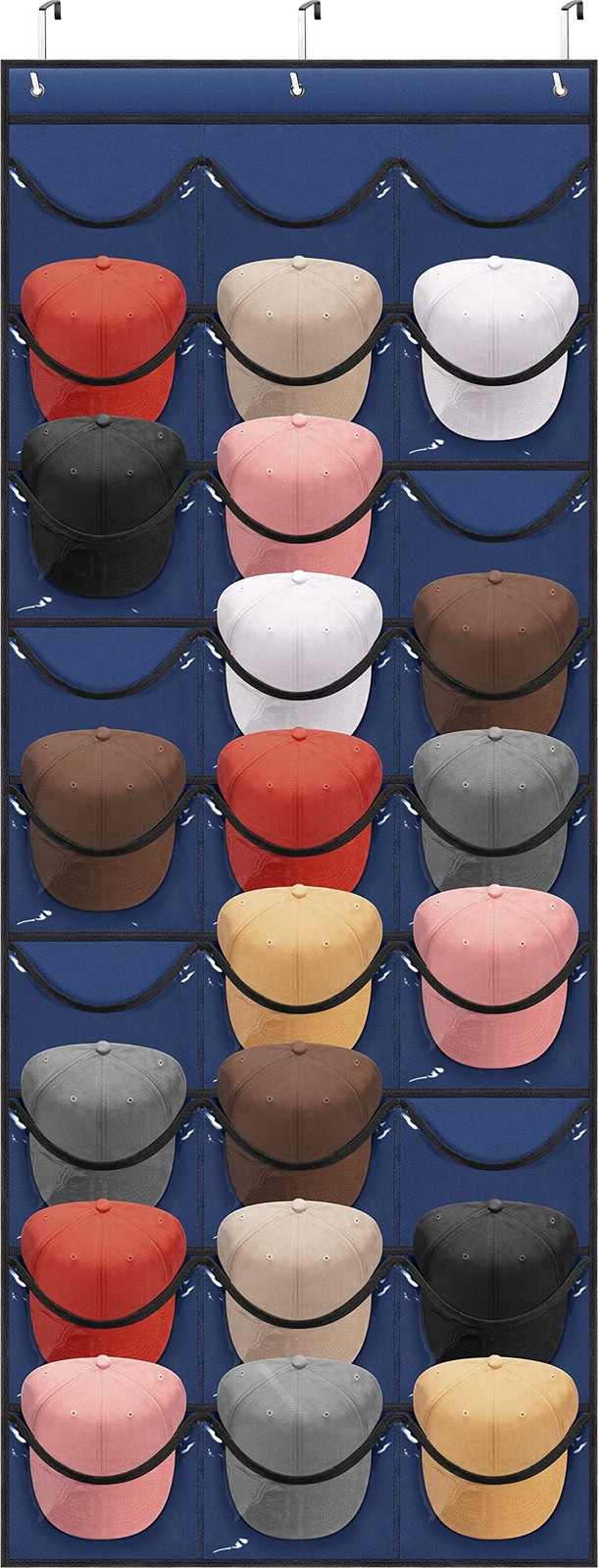 Baseball Cap Organizer with 27 Pockets - Over Door Hanging Hat Rack Storage-image