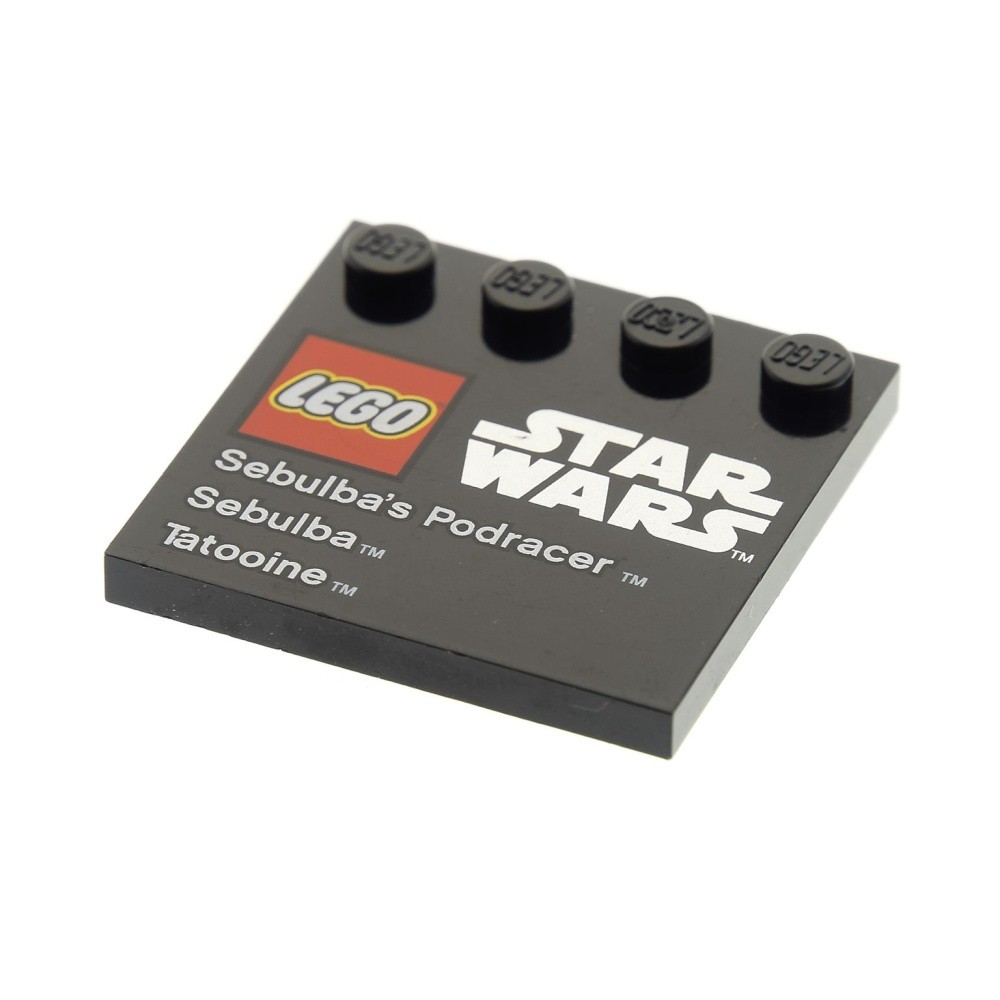 1x Lego Tile Modified 4x4 Black Printed Star Wars Tatooine 6179pb040