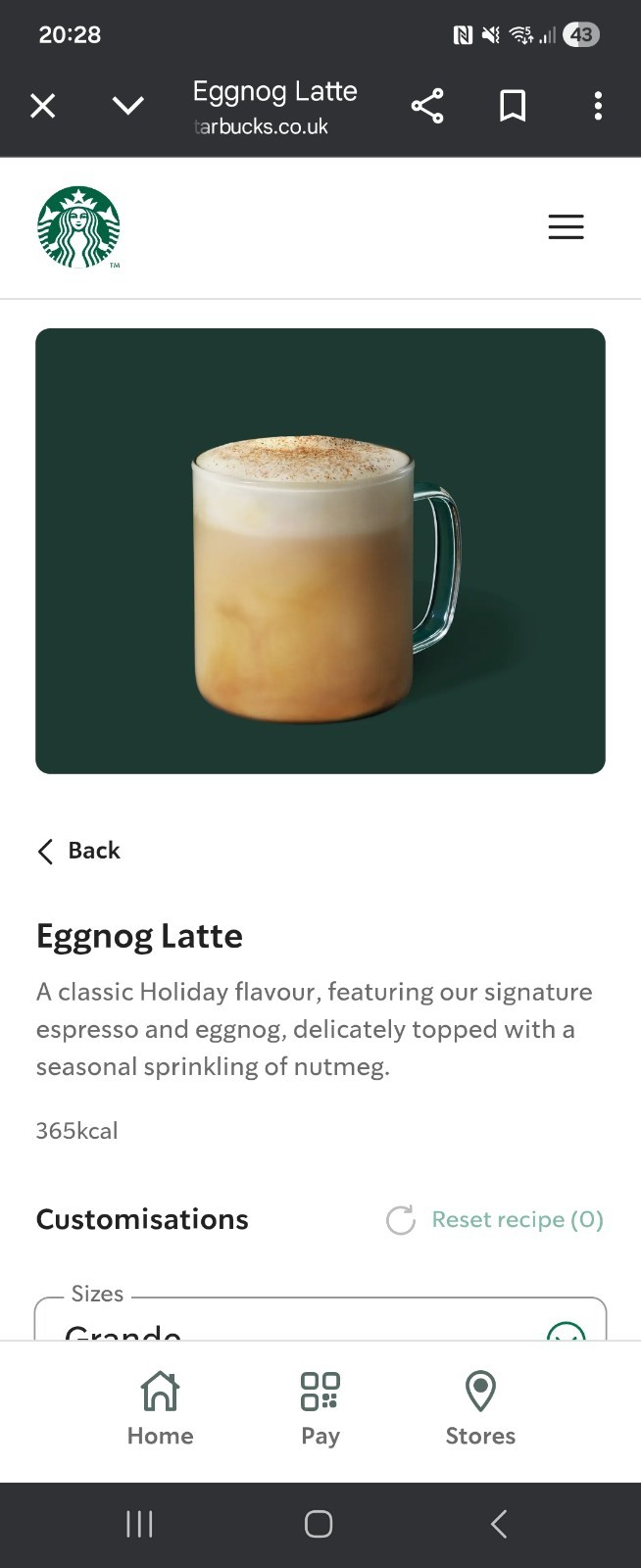 Starbucks EGGNOG Beverage Limited Edition  1 Liter