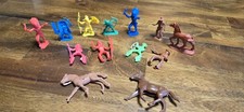 Vintage Cowboys Indians Horse 13 Mixed Piece Toy Set 60s 70s Plastic Hong Kong