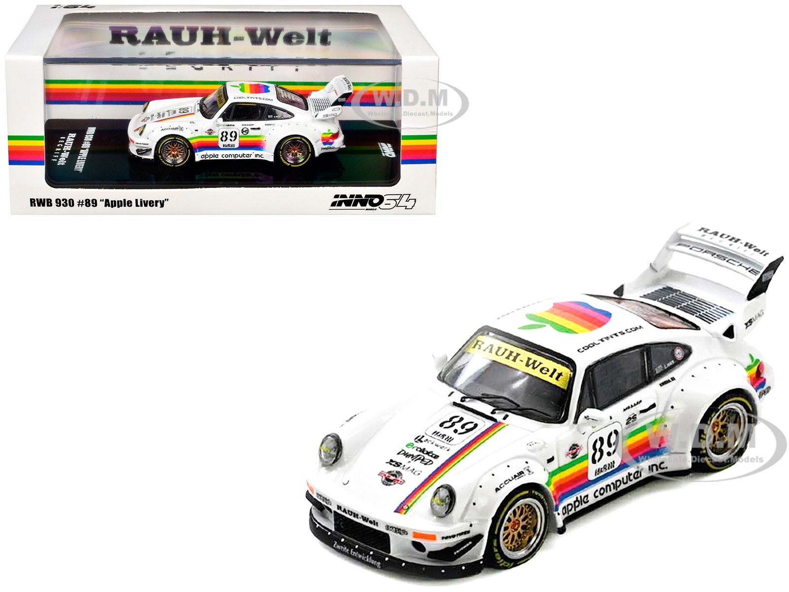 RWB 930 #89 "APPLE LIVERY" WHITE 1/64 DIECAST BY INNO MODELS IN64-RWB930-APPLE