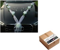 Organza M + Herzen Braut Paar Rose Deko Dekoration Autoschmuck Hochzeit Car