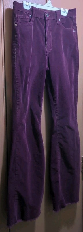 Celebrity Pink: Burgundy Corduroy, 5 Pkt, Flare Leg, Raw Hem Pants, Size 7/28