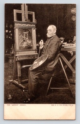 Berühmter viktorianischer Künstler in seinem Atelier: Sir E. J. Poynter. Unbestellte Postkarte.