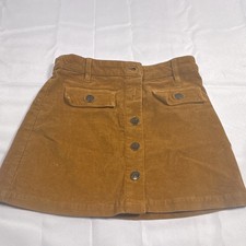 Crewcuts Girls Brown Corduroy A-Line Button Front Skirt Pockets Size 8