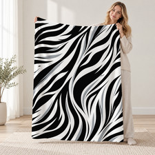 Black and White Zebra Stripes Coral Fleece Blanket