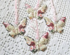 4 St. Schmetterlinge Metall zum hängen 6 cm  Fensterdeko Landhausdeko geblühmt