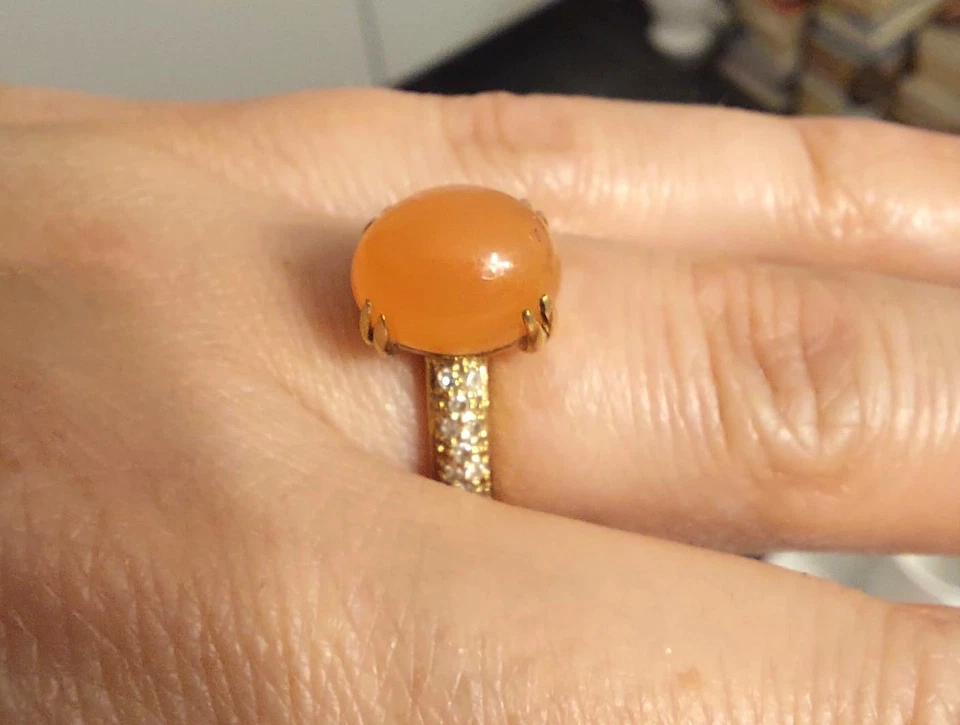 Damenring Ring 3,82g 333 8K Gold Gelbgold Diamanten 0,14Ct Mondstein Kein 585 75 - Bild 4 von 4