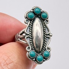 Vintage Southwestern Turquoise Sterling Silver Ring Size 5