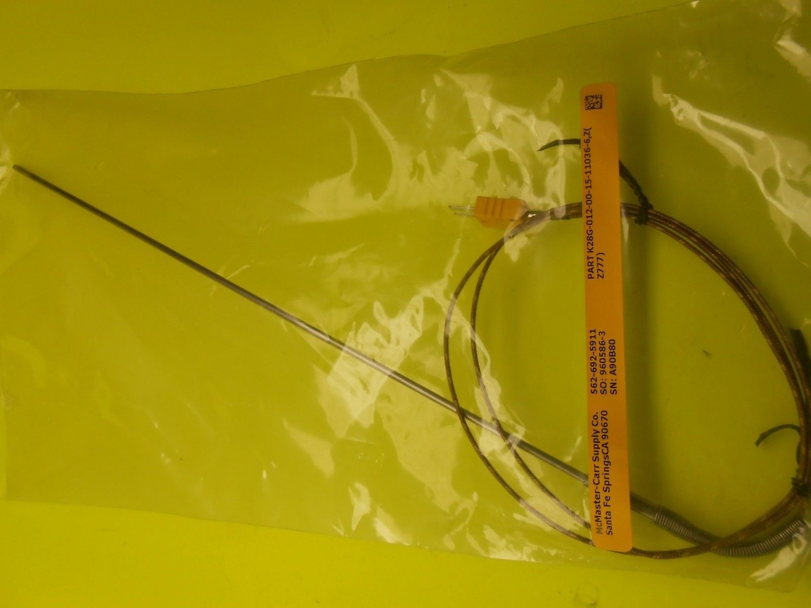 McMasterCarr Thermocouple K28G0120012110366,Z (Z777) New eBay