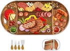 Large Acacia Wood Charcuterie Board w/Cheese Knife Set 26 x 13" Magnetic