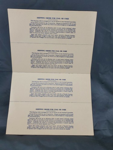 Baltimore And Ohio Railroad Vintage Bill of Lading BOL Coal & Coke Real Unused - Picture 3 of 4