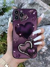 Elegant Purple Heart Shaped TPU Phone Case for iPhone Scratch Resistant