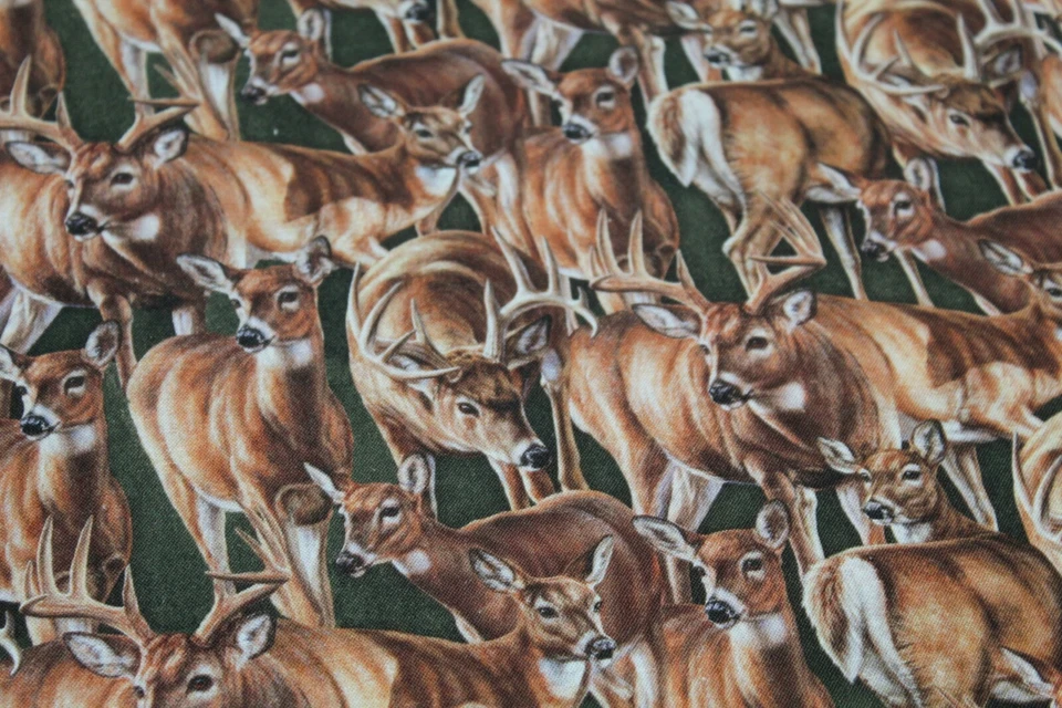 TELA DE CIERVO COLA BLANCA Fat Quarter FQ {100% ALGODÓN} Cabaña Bosque Salvaje Foto 2 de 4