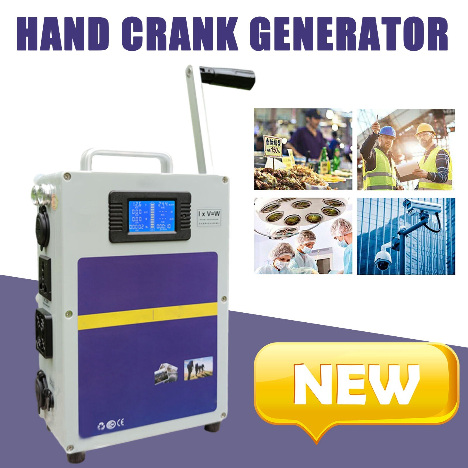 220V Outdoor Hand Crank Generator Power Bank Phone Charger Manual