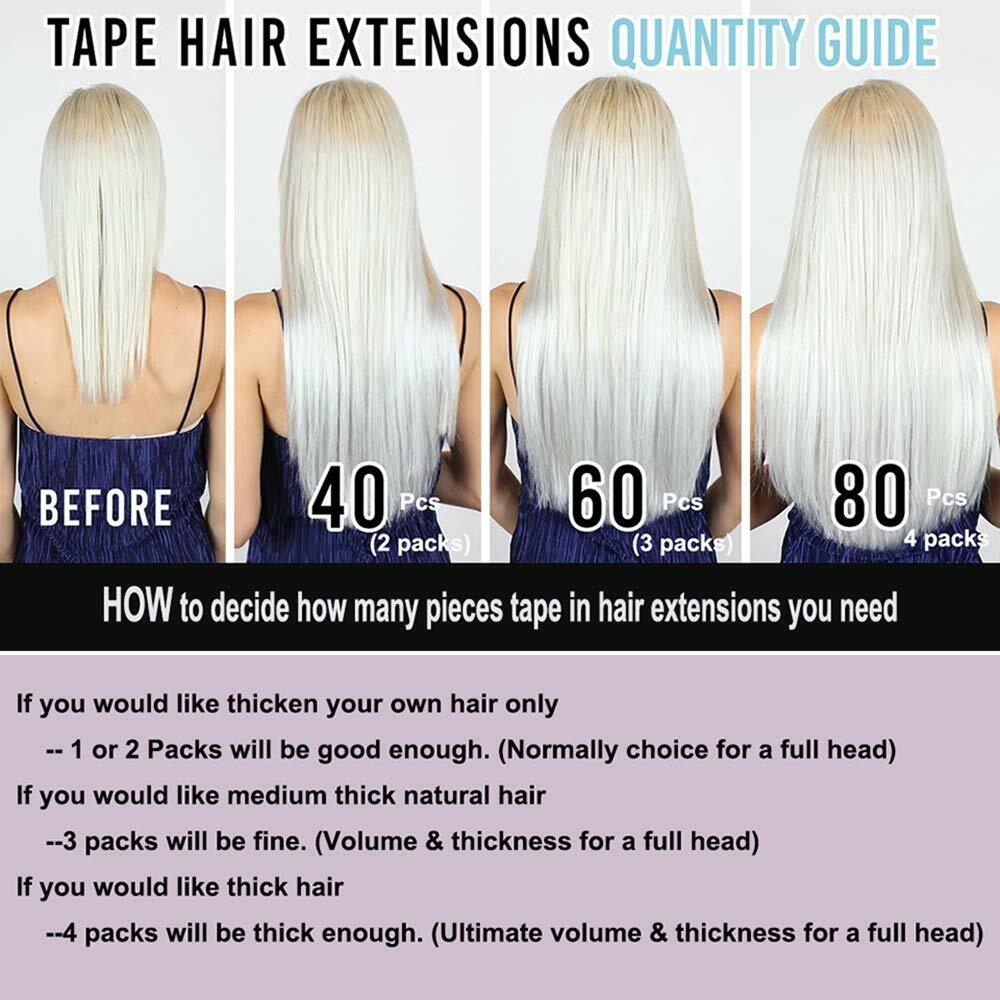 Image 51 - Seamless Tape in Skin Weft Brazilian Human Hair Extensions Natural Black 16inch