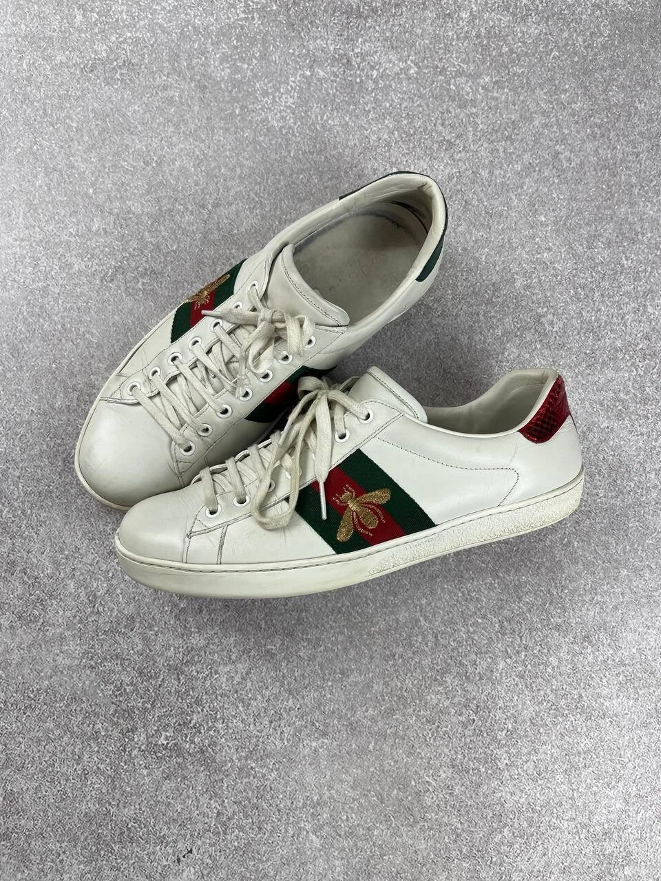 Baskets homme Gucci Ace en cuir blanc taille 8 1/2