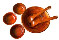 Mountain Woods Salad Set: 1 Serving Bowl, 3 Individual Bowls & 2 Serving Spoons