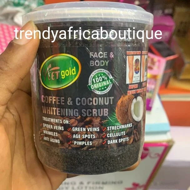 Veetgold coffee & coconut face & body scrub, anti green veins, spot & more 450gx - Image 3 of 4