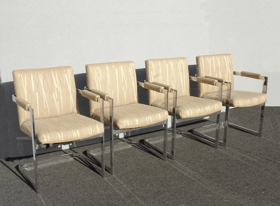 Комплект из шести винтажных консольных хромированных кресел середины века ~ Milo Baughman - Изображение 3 из 4