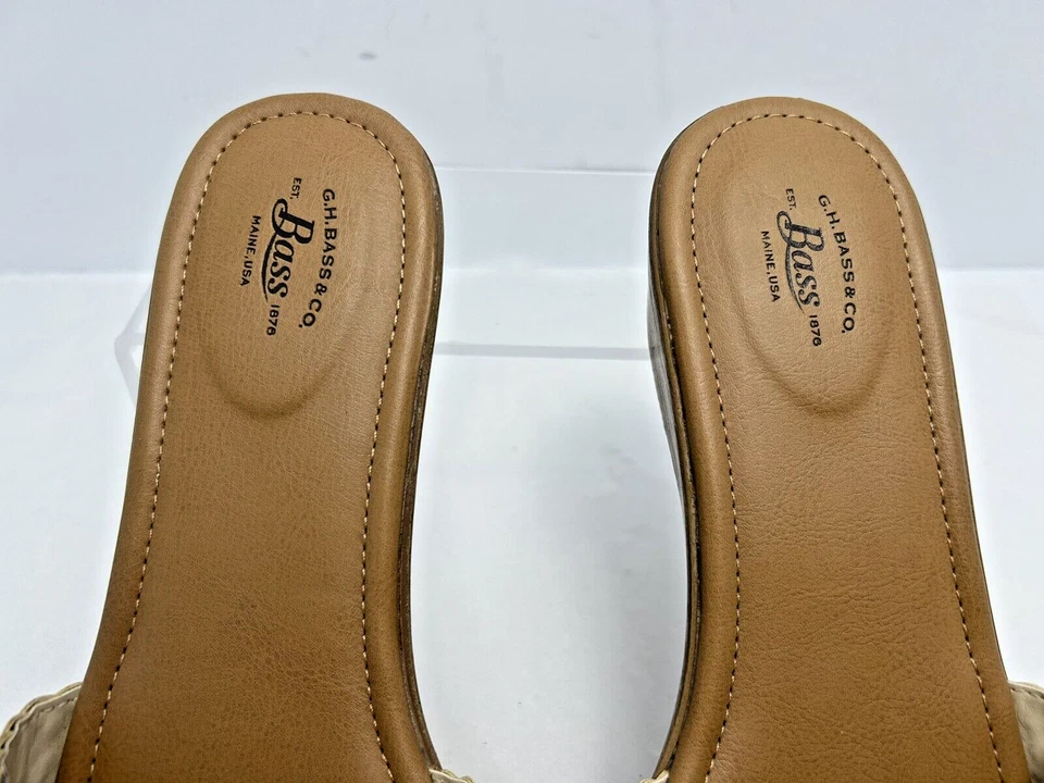 G.H.Bass & Co. Womens Sandals Shoes SZ 8 M "BASS WILLOW" Beige Woven materials#J Foto 3 de 4