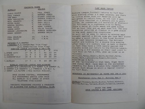 BURNLEY v WOLVES | 1991/1992 | RESERVEN | 8 JAN 1992 | UK PORTOFREI - Bild 3 von 3